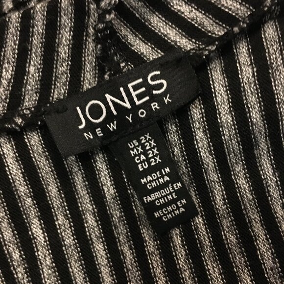 Jones New York Modern Grey and Black Pinstripe Wrapover Sweater - Picture 9 of 16